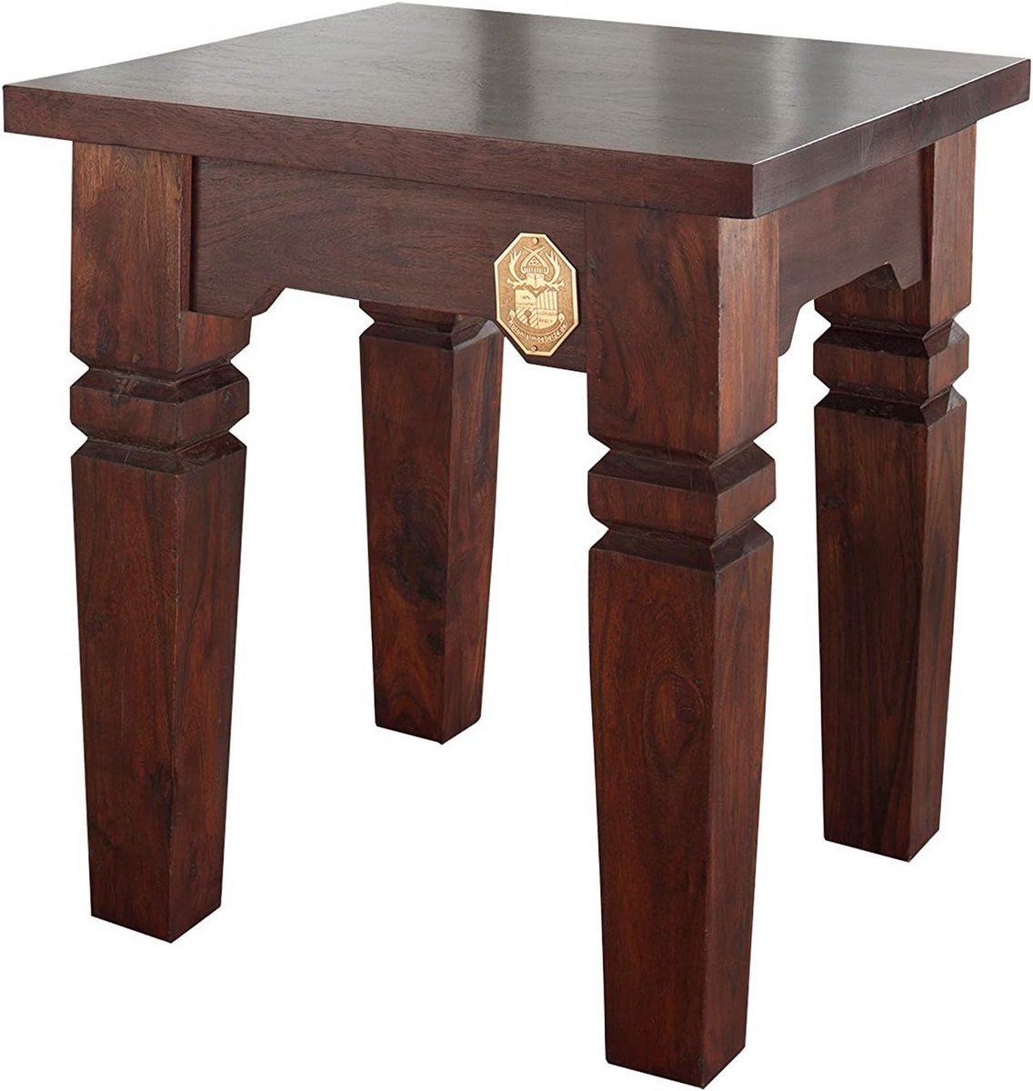 Massief Houten Hocker in Koloniale Stijl - Acacia Hout Gelakt