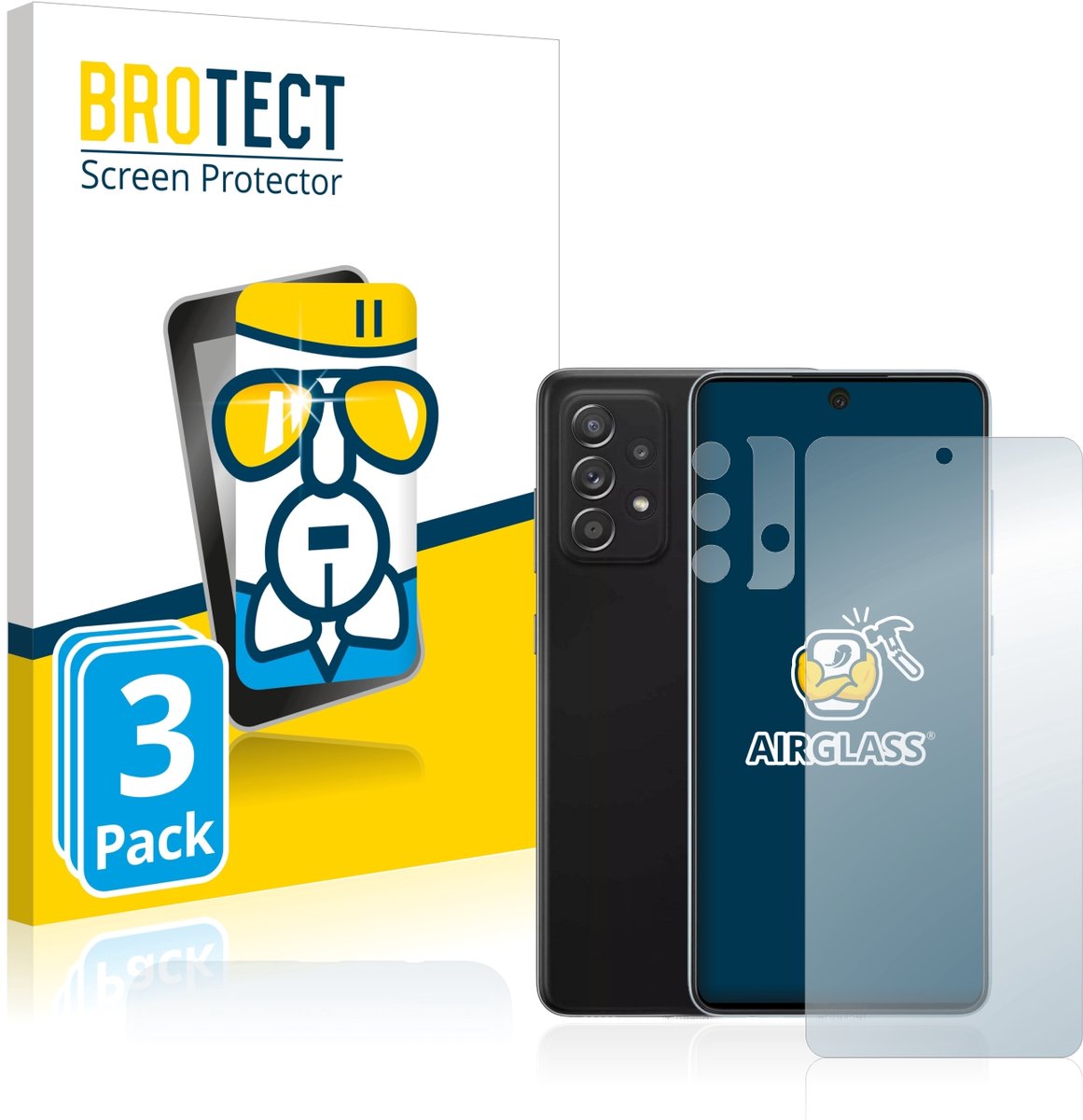 Screenprotector 3 Stuks voor Samsung Galaxy A52 5G (Voor+Camera) Beschermglas transparant