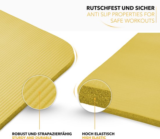 Yoga mat geel 1 cm dik, fitnessmat, pilates, aerobics van Liontek — afbeelding 5