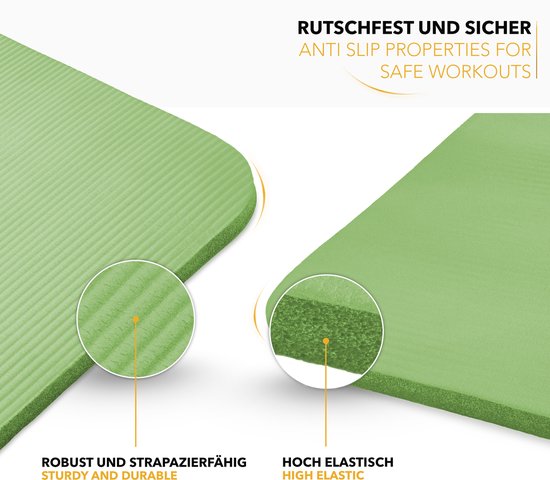 Yoga mat lichtgroen 1 cm dik, fitnessmat, pilates, aerobics van Avento — afbeelding 3
