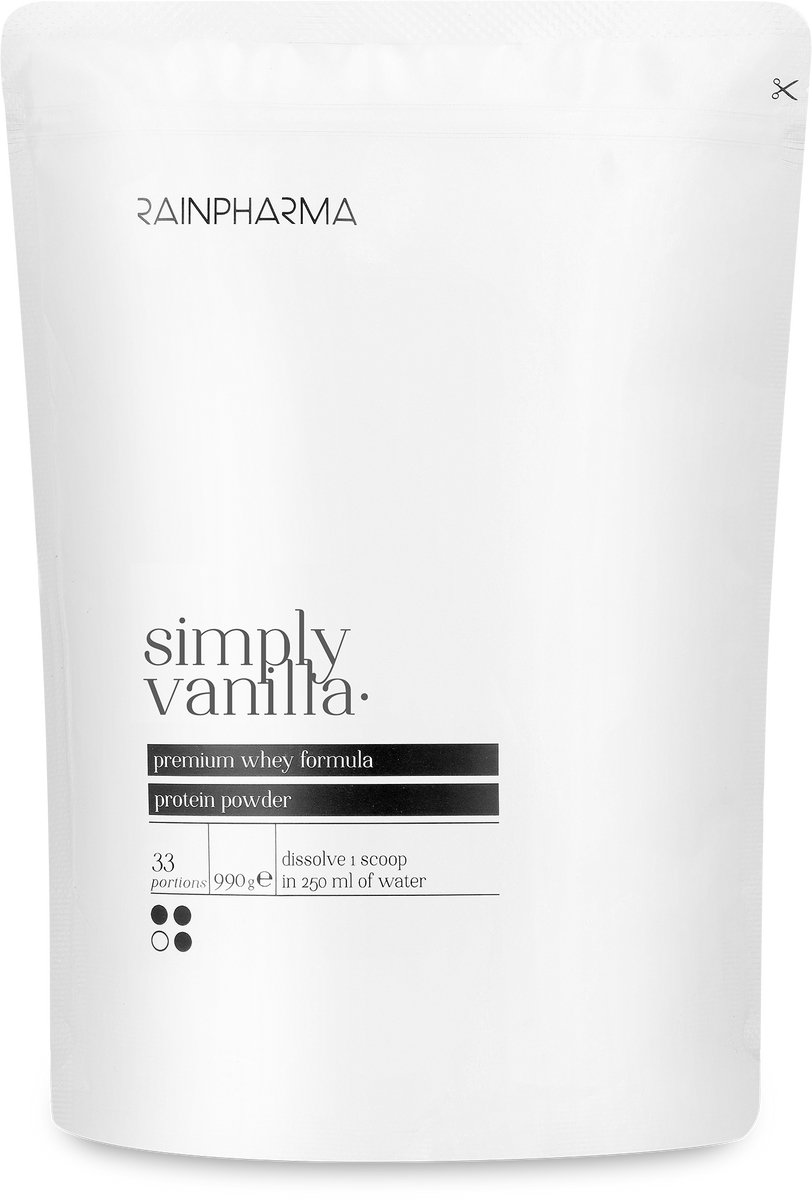 RainPharma Simply Vanilla Eiwitpoeder - Eiwitshake 510g - Whey - Zonder Sucralose - Vegetarisch - 17 Porties - Vanille - 20 gram eiwitten