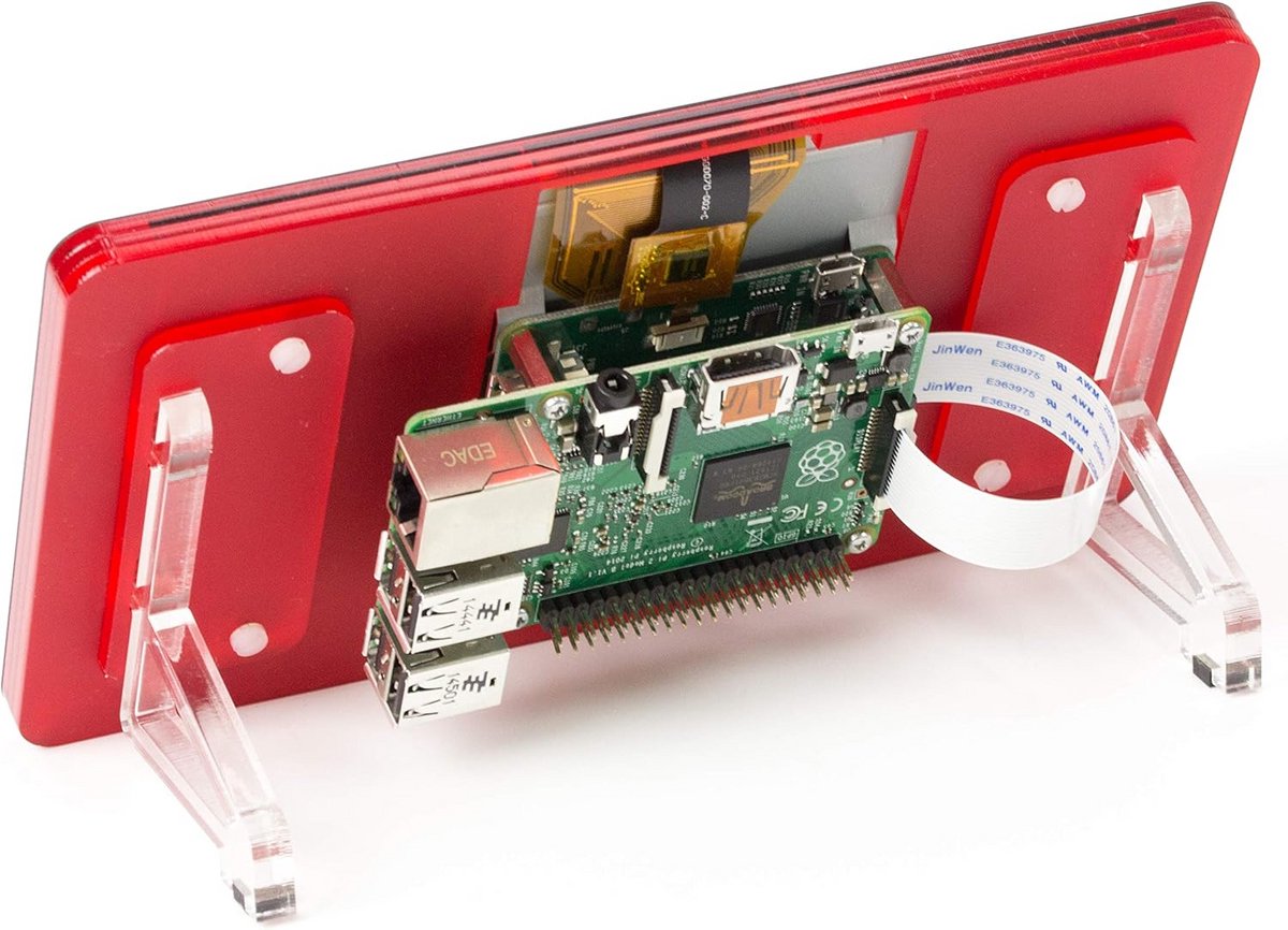 Touchscreen Frame voor 7 Inch Raspberry Pi Display - Robuuste Houder in Coupé Rood