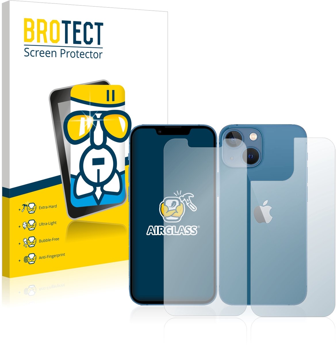 Screenprotector voor Apple iPhone 13 mini (Voor+Achter) Beschermglas transparant