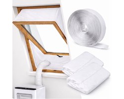 GLODI GOODS® Dakraam mobiele airco raamafdichtingskit (190cm x 2) - Afdichting enkele en dubbele slang - klittenband bevestiging
