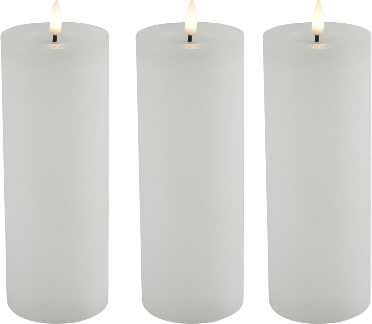 Countryfield Lyon LED kaars/stompkaars - 3x - wit - D7,5 x H20 cm - timer