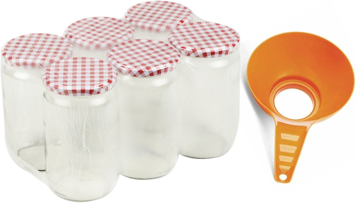 Confituurtrechter met weckpotten set - 6x potje - 720 ml - schroefdeksel