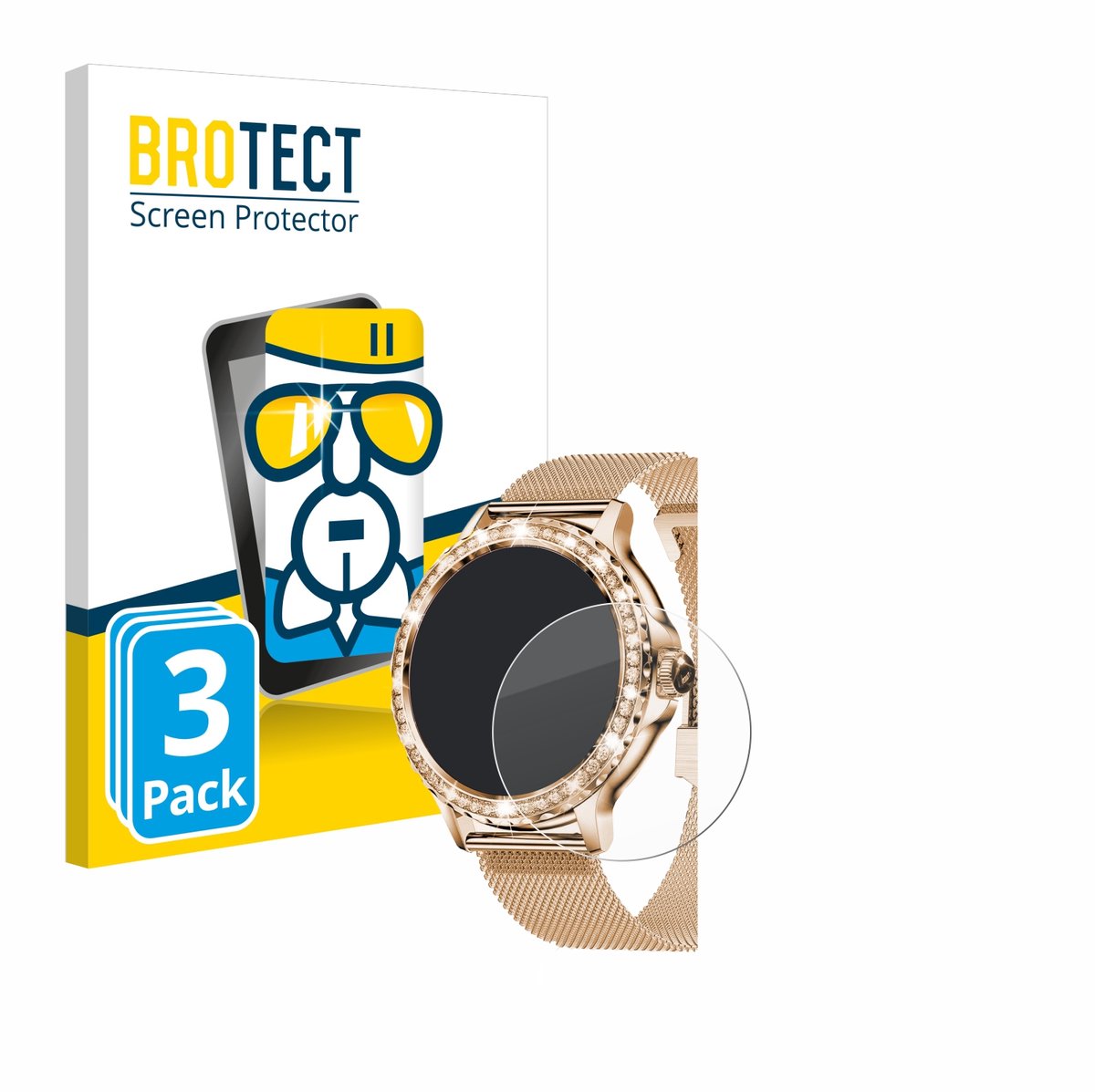 Screenprotector 3 Stuks voor walkbee Smartwatch 1.3" (rond) Beschermglas transparant