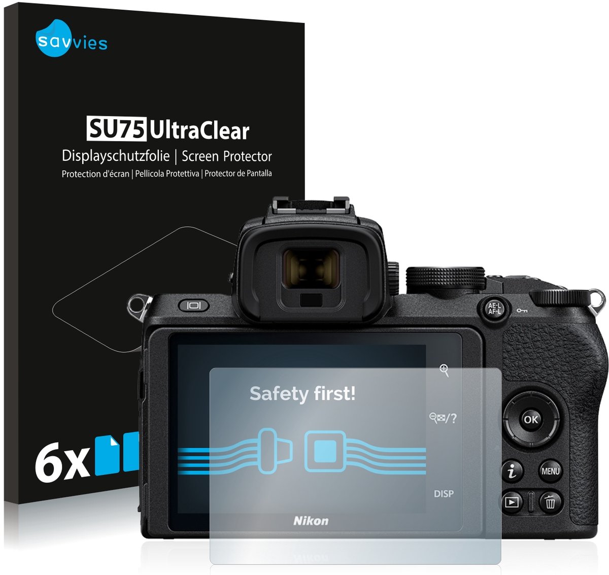 Savvies - Screenprotector voor Nikon Z 50 - Folie Beschermfolie transparant 6 Stuks