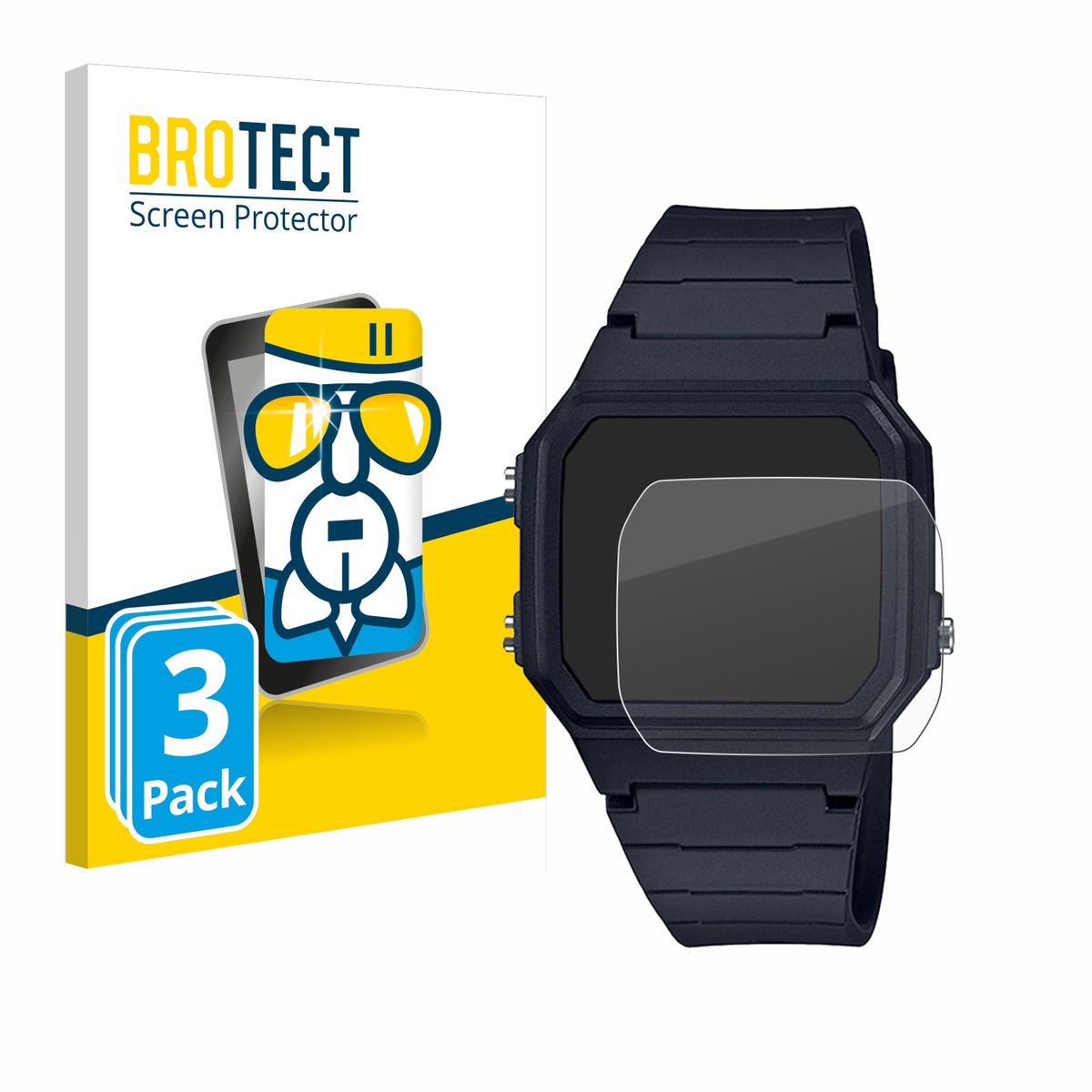 Screenprotector 3 Stuks voor Casio Unisex F-91W Beschermglas transparant
