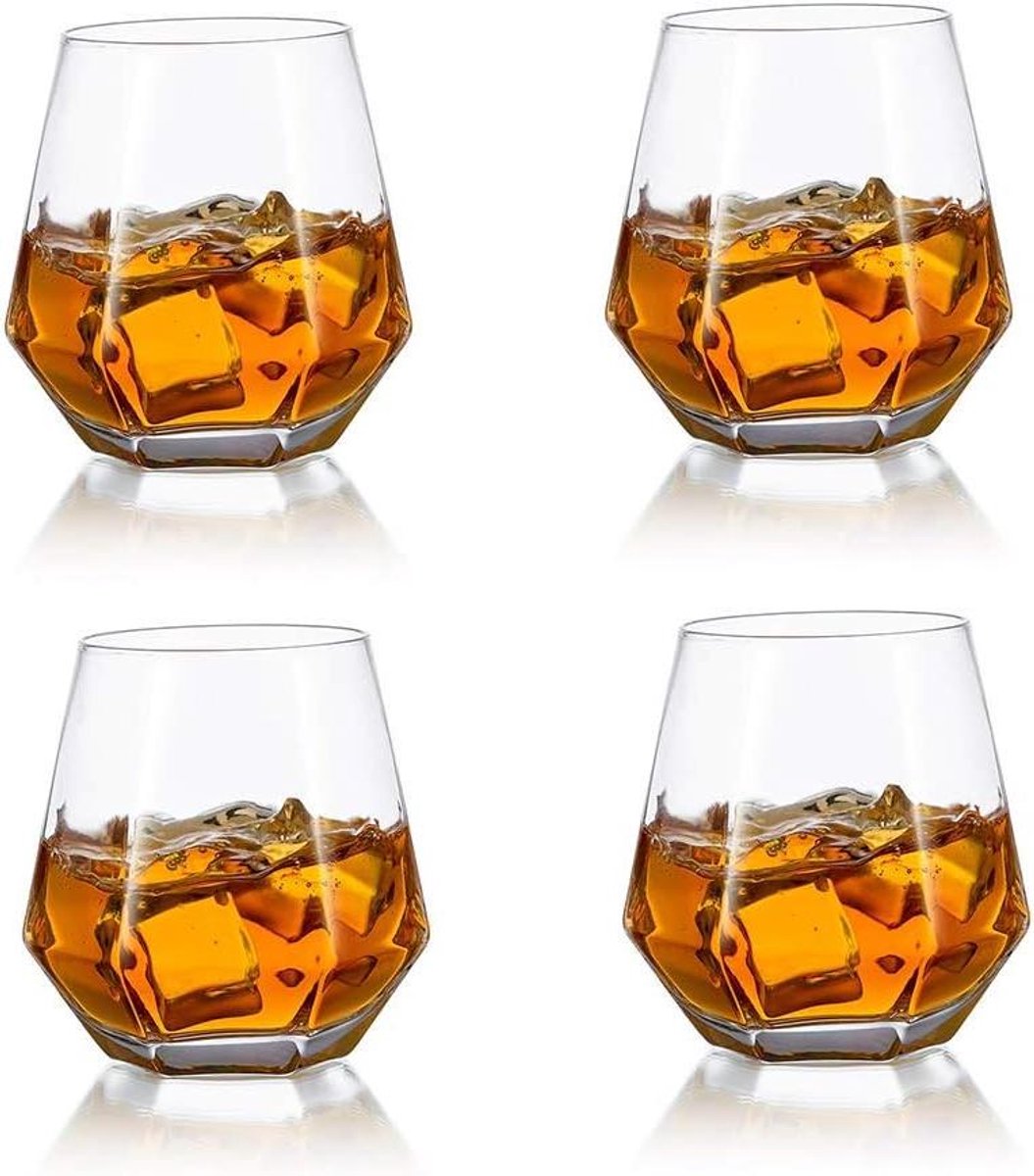 Whiskeyglazen set van 4 - 300 ml - Modern glaswerk voor bourbon, rum en meer