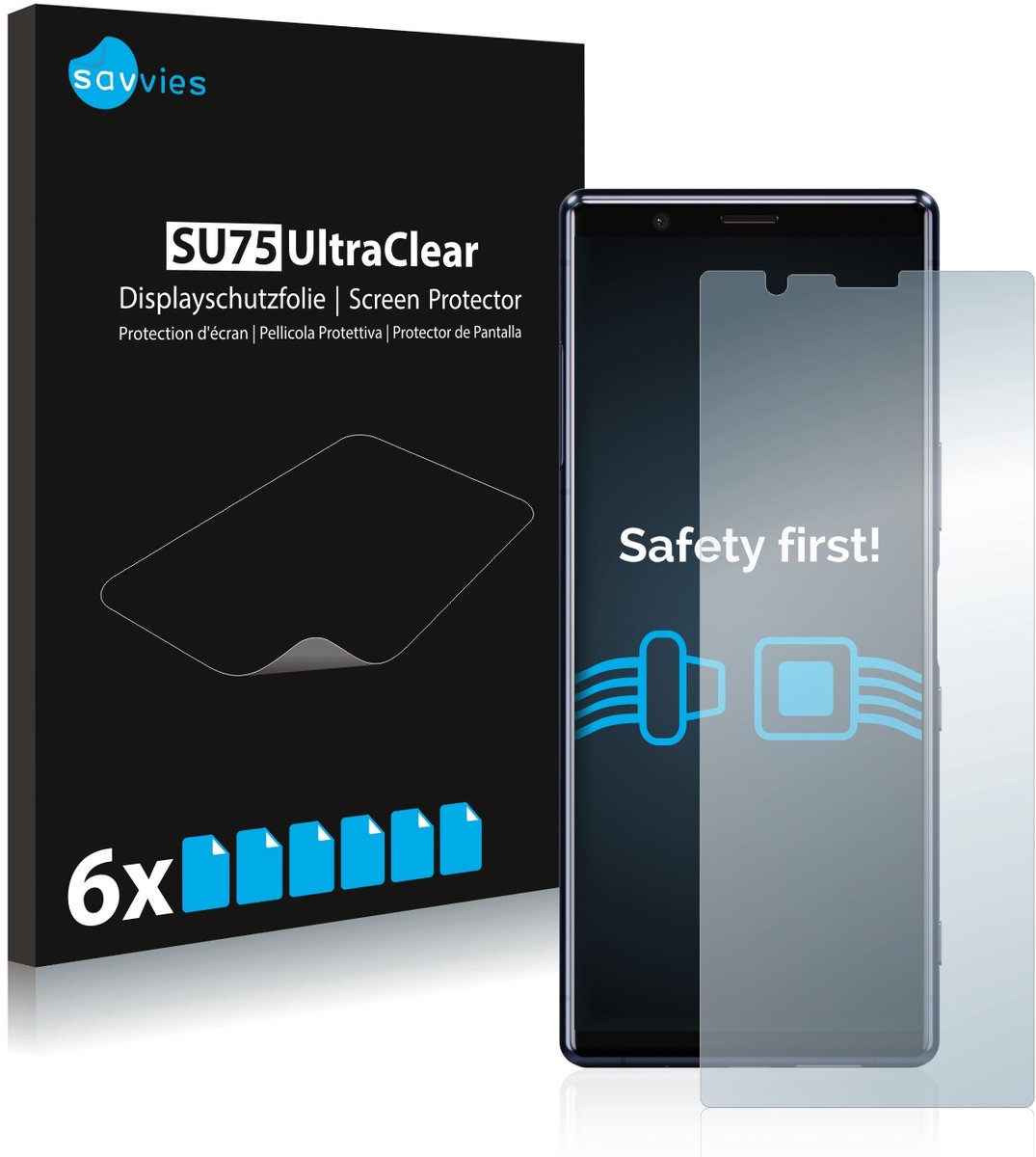 Savvies - Screenprotector voor Sony Xperia 5 - Folie Beschermfolie transparant 6 Stuks