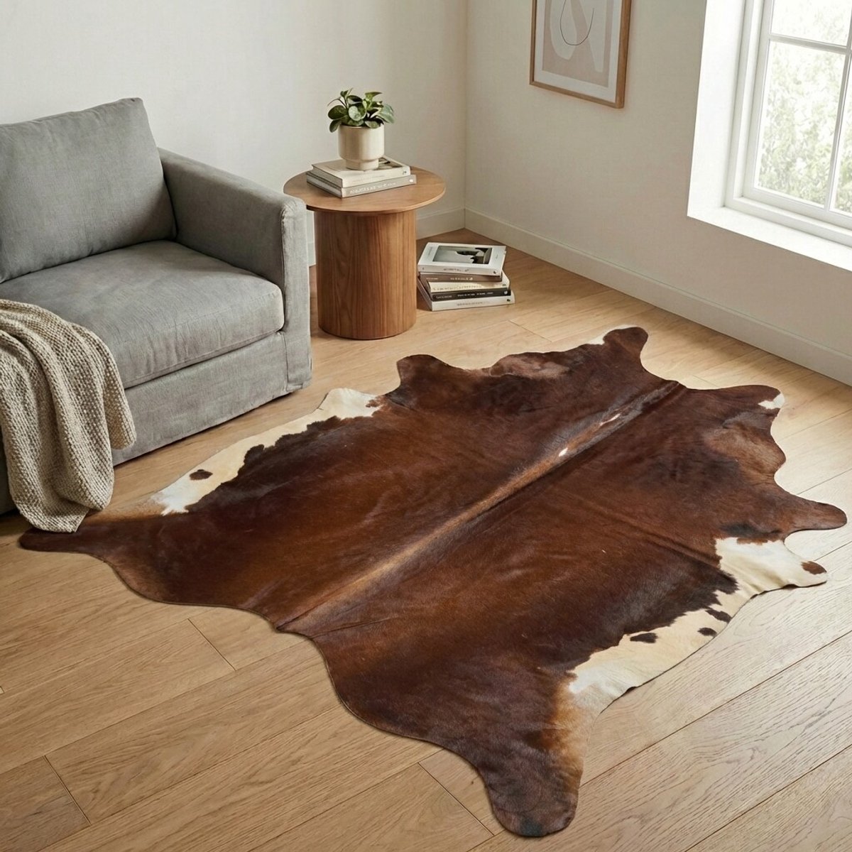 Koeienhuid Vloerkleed - Effen-solid - 205 x 203 cm - Koeienkleed / Koeienvel / Dierenvel / Dierenhuid / Koehuid Tapijt
