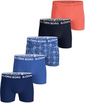 Björn Borg jongens cotton stretch 5P boxers basic print blauw & oranje