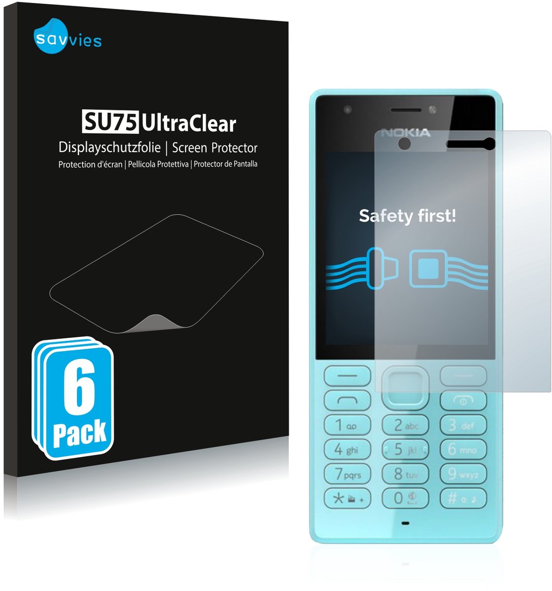 Savvies - Screenprotector voor Nokia 216 - Folie Beschermfolie transparant 6 Stuks