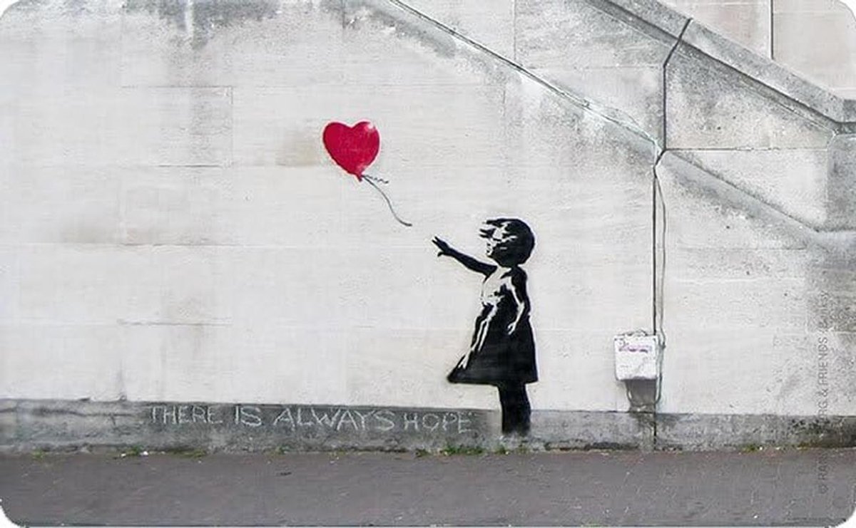 Ontbijtplankje met Banksy 'Girl with Balloon' design