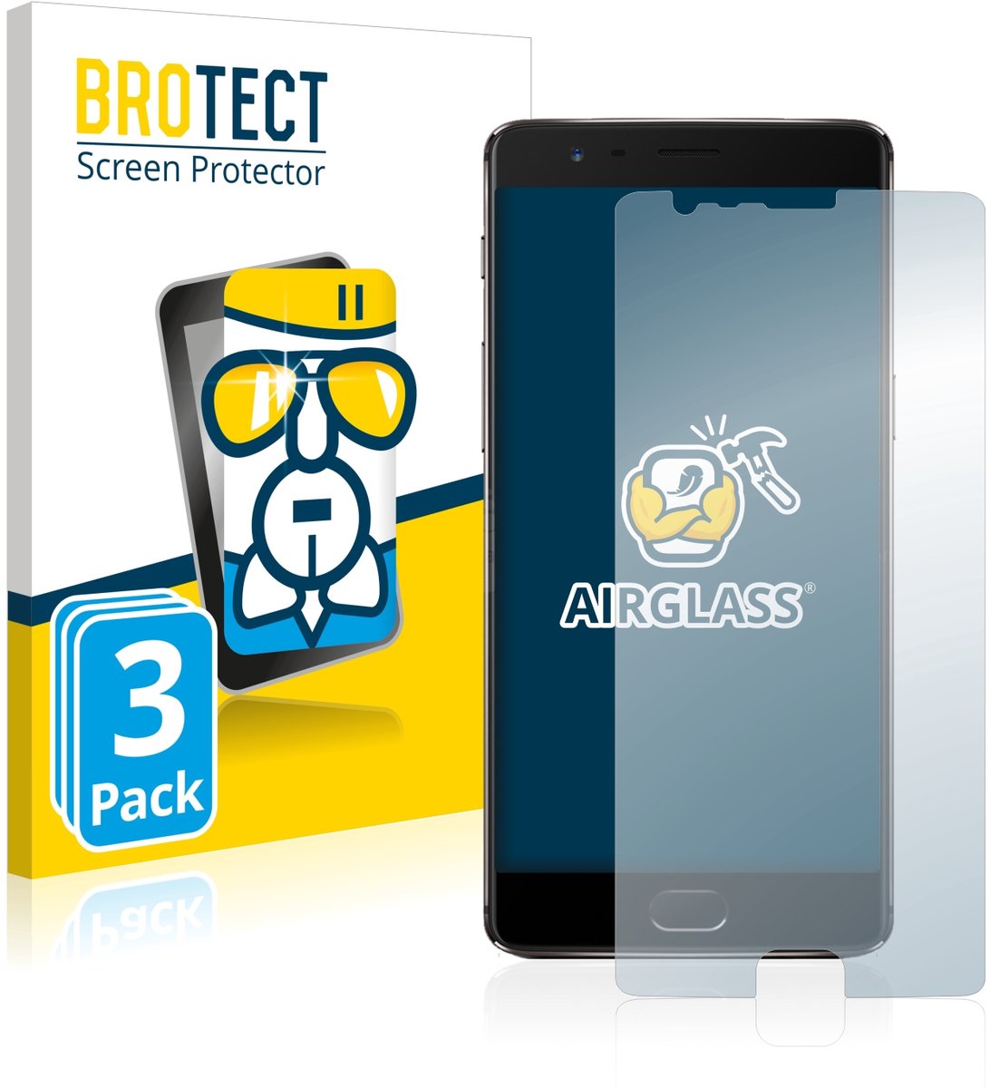 Screenprotector 3 Stuks voor OnePlus 3T Beschermglas transparant
