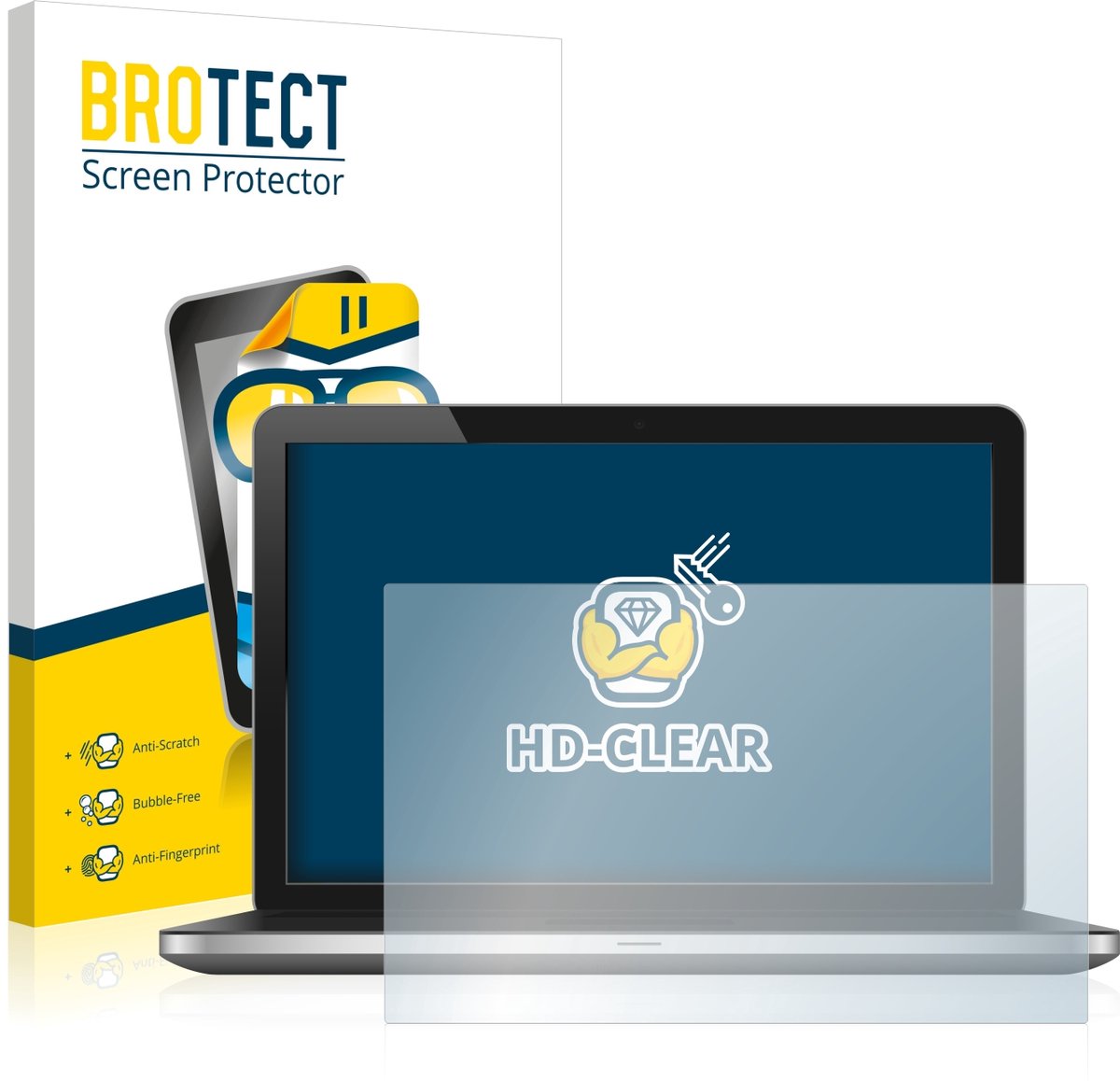 BROTECT - Screenprotector voor Standaardmaten met 12.5 inch Schermen [277 mm x 156 mm, 16:9] - Folie Beschermfolie transparant - 2 Stuks