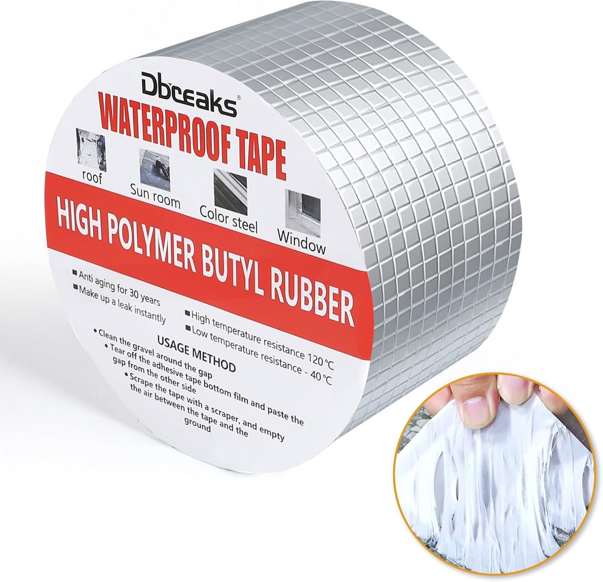 Waterdichte Aluminium Butylband 10 Meter - Zelfklevende Afdichtstrip voor Dak en Lekkages