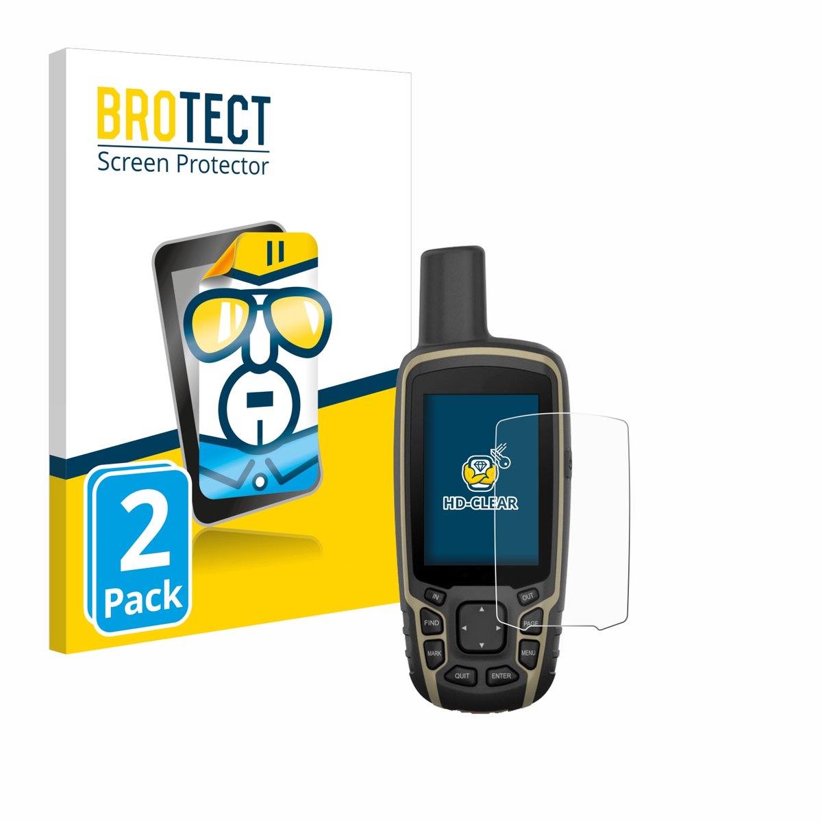 BROTECT - Screenprotector voor Garmin GPSMAP 65 - Folie Beschermfolie transparant 2 Stuks
