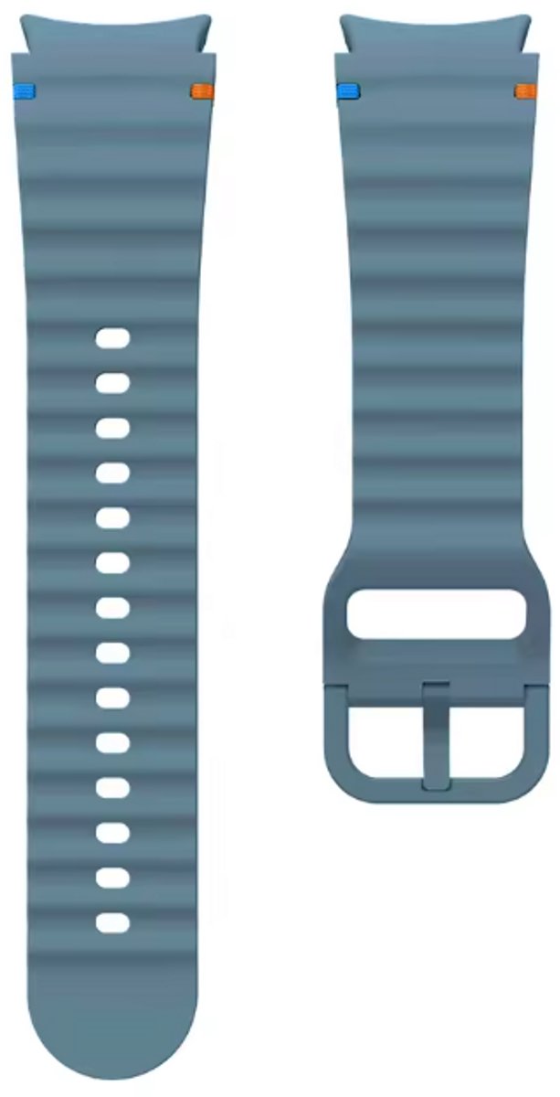 New Age Devi - Strap-it Siliconen Wave bandje - Geschikt voor Samsung Galaxy Watch 7 40 44mm Watch 6 Classic 5 Pro 4 Classic - grijsblauw