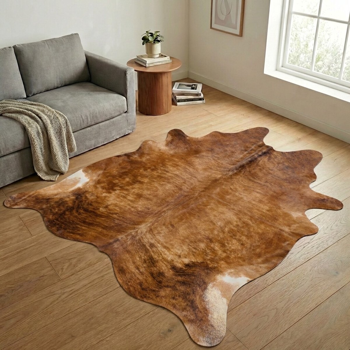Koeienhuid Vloerkleed XXL (Extra Groot) - Effen-solid - 242 x 228 cm - Koeienkleed / Koeienvel / Dierenvel / Dierenhuid / Koehuid Tapijt