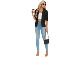 Blazer voor dames, sportief, elegant, openvallend, casual blazerjas Zwart XL
