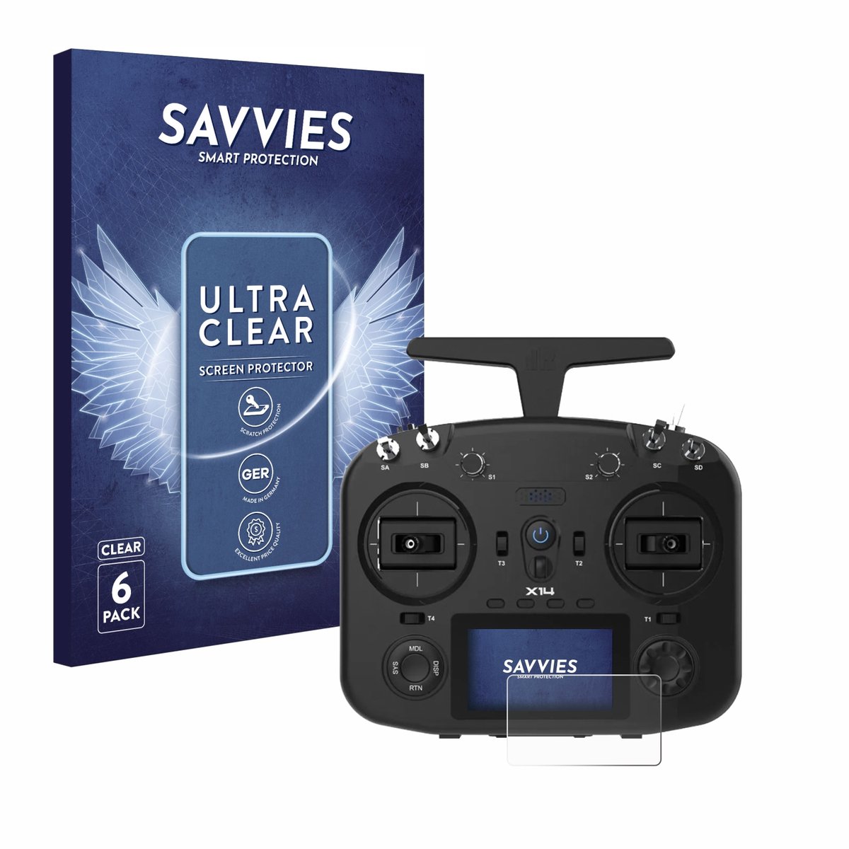 Savvies - Screenprotector voor FrSky TWIN X14 - Folie Beschermfolie transparant 6 Stuks