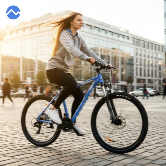 Tatra Bikes Mountainbike 27.5" Overland, MTB-fiets voor dames en heren, fiets 27.5" - 19 inch aluminium frame, 21 versnellingen, schokdemper, schijfremmen - Blauw — afbeelding 2