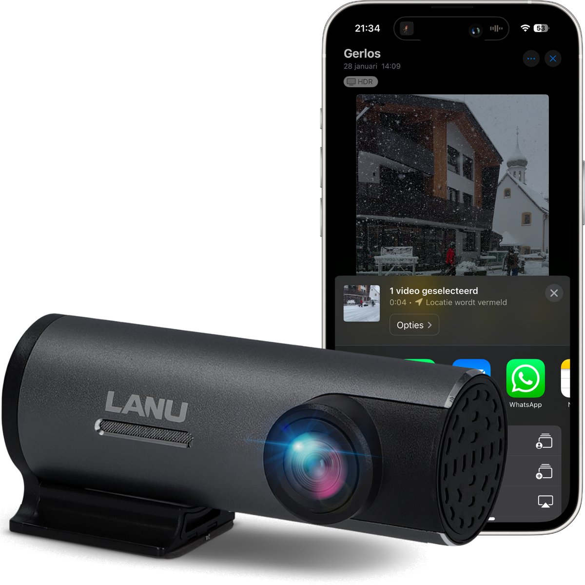 Dashcam Pro WiFi - Full HD - Dashcam voor Auto - Nachtzicht & Botsingdetectie - Looprecording - Incl. 32GB SD-kaart
