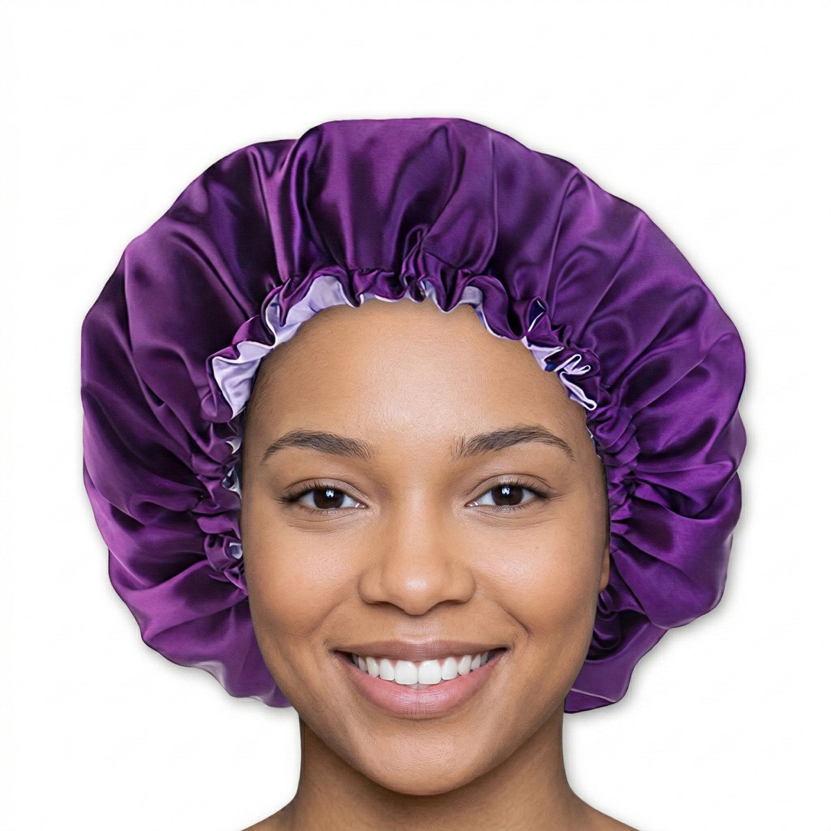 Satijnen slaapmuts – Verstelbare Bonnet van dubbellaags Satijn – Paars – AfricanFabs®