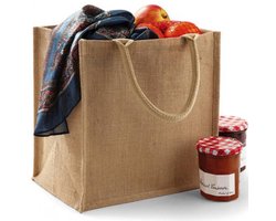 Jute boodschappentas/shopper 30 x 30 x 19 cm - 2x - klein - Naturel goodiebag 14 liter