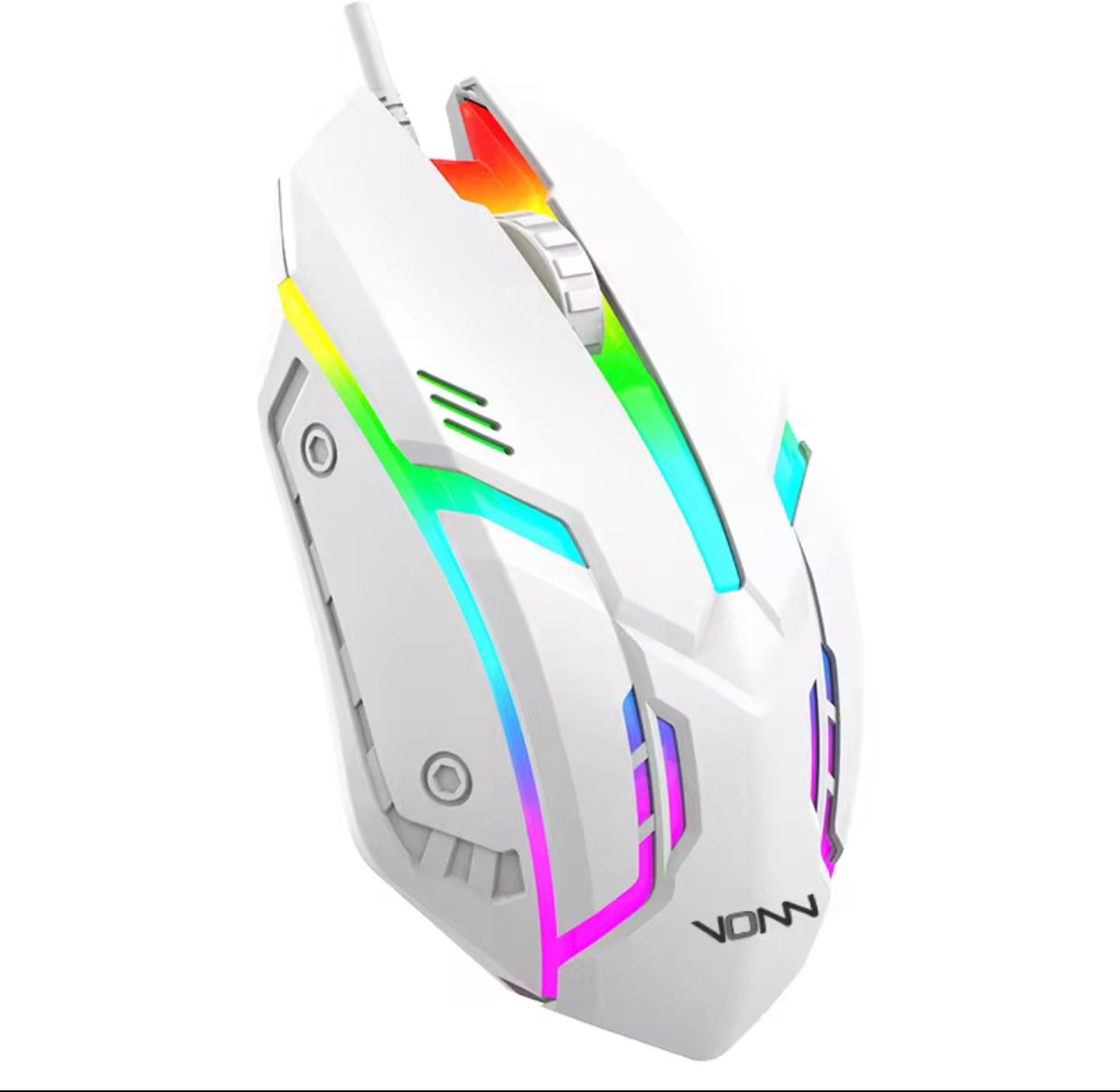 Gaming Muis RGB – V1 Bedrade USB Muis 1200 DPI – Ergonomische Optische Game Mouse voor PC & Laptop – Wit