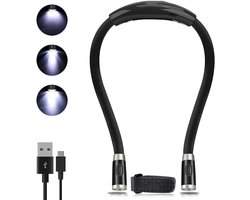 MIRA® Oplaadbare Neklamp – leeslamp met 16 brand uren – Leeslampje voor boek met 3 oogbeschermingsmodi – Zwart – ‎ 26cm x 52cm x 26cm
