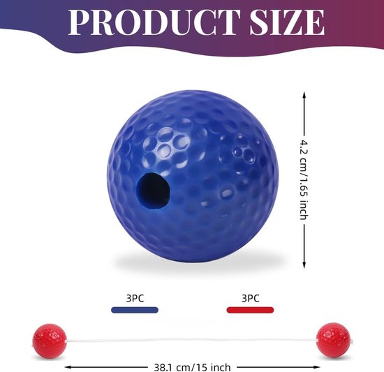 Golf oefenballen voor training en praktijk - set van 6 - laddergolf accessoires. — afbeelding 5