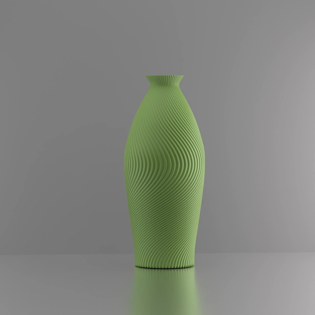 3d-gezellig Italiё - Vaas - Lichtgroen - Maat 35 cm - Kunststof - Modern - Bloemenvaas -100% gerecycled PLA (bioplastic)
