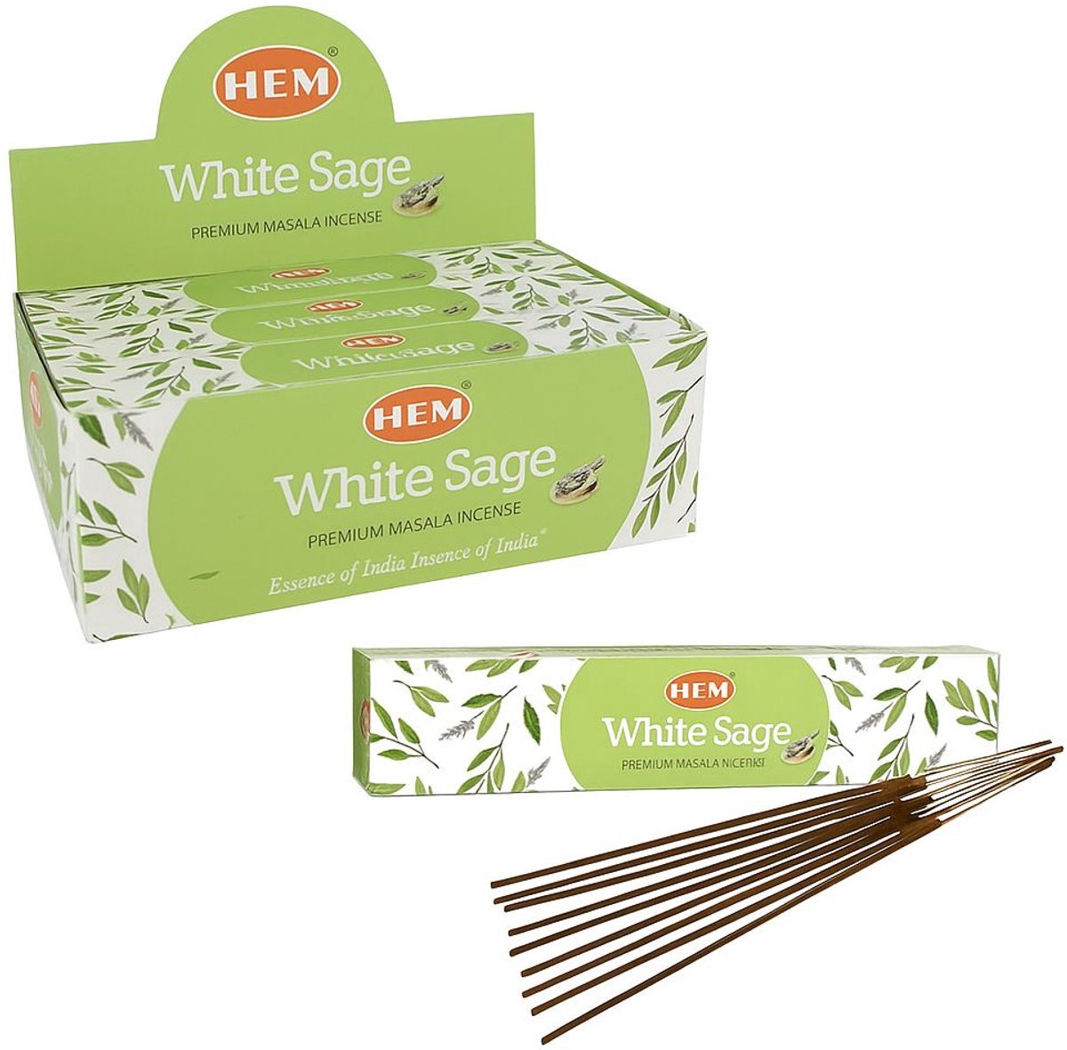 Green Tree Candle Hem - Premium - Wierookstokjes - Incense Sticks - White Sage - Witte Salie - Masala - 12 pakjes a.15 gram Multicolor