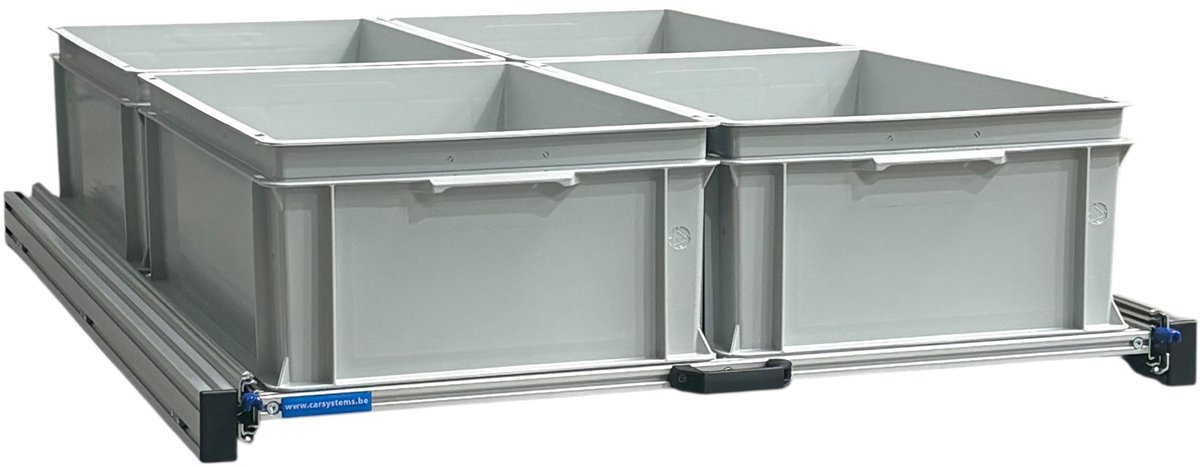 Schuifframe aluminium voor camper 120x80 cm inclusief 4 open bakken