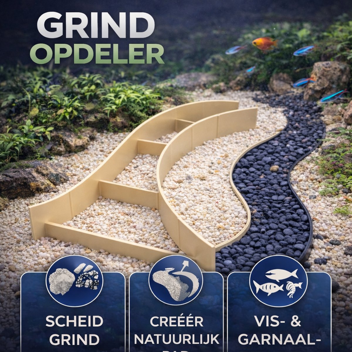 T3D Aquarium Decoratie Grind Afscheiding - Creme wit - Aquarium grind - Aquarium en Terrarium decoratie - Aquarium zand - Aquarium Bodem - aquarium zand