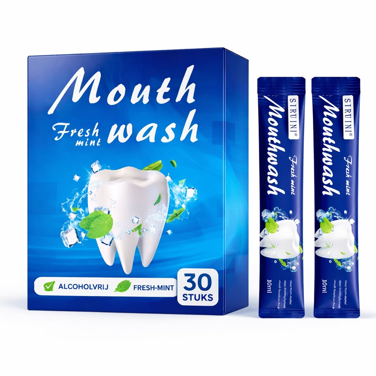 Mouth Wash Strips - Fresh Mint - 30 stuks - Mondwater Tabletten - 30x 10mL