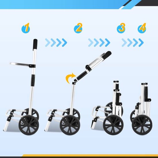 Caddie de courses - Caddie de courses - Caddie de courses - Pliable - Grandes Roues - Sac de courses amovible - Chariot en aluminium - 2 roulettes - 40 Litres - Jusqu'à 40kg