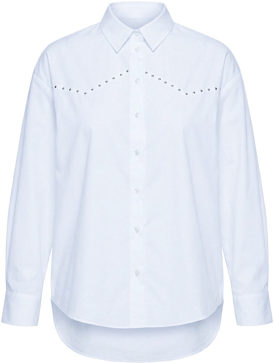 Studio Untold - Dames - Overhemdblouse oversized model sierstuds - Off-white - Maat 46+