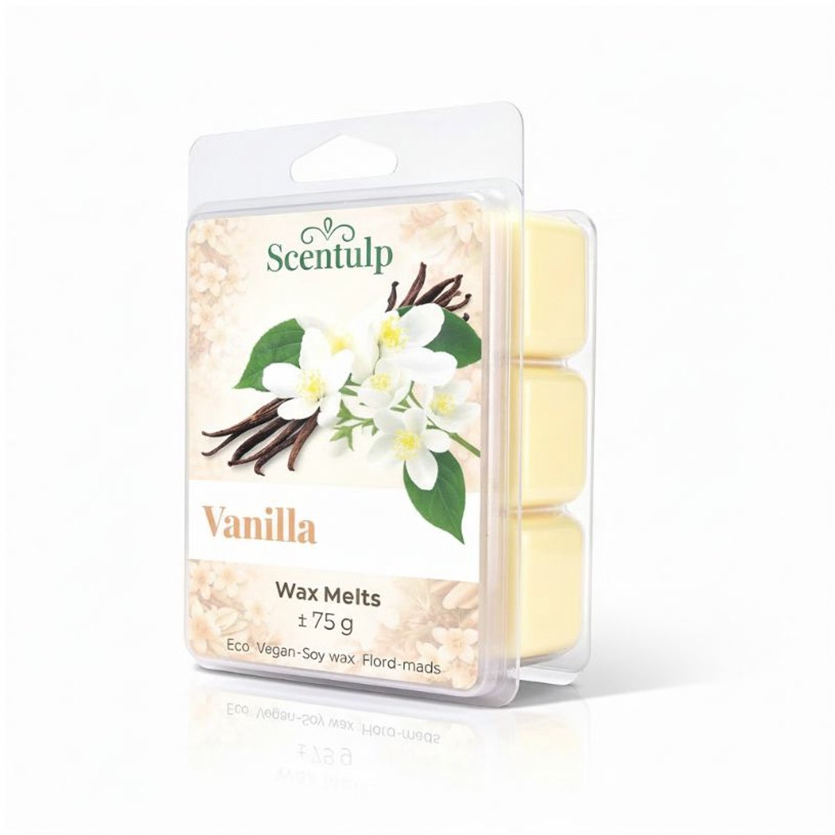 Scentulp - Wax Melts Vanille – Warme Geur – Vegan Sojawax - kubusvormig