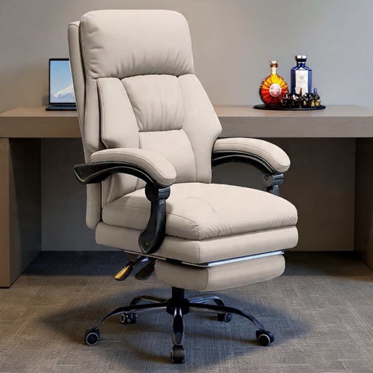 ExecutiveComfort Elite Bureaustoel met Beensteun en Hoge Rugleuning – Casa Serena – Afmetingen op aanvraag – Casa Dorada