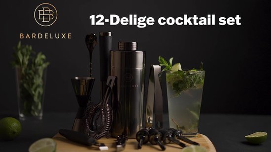 Point Virgule 4-delige cocktailset rvs goud: barlepel - maatje