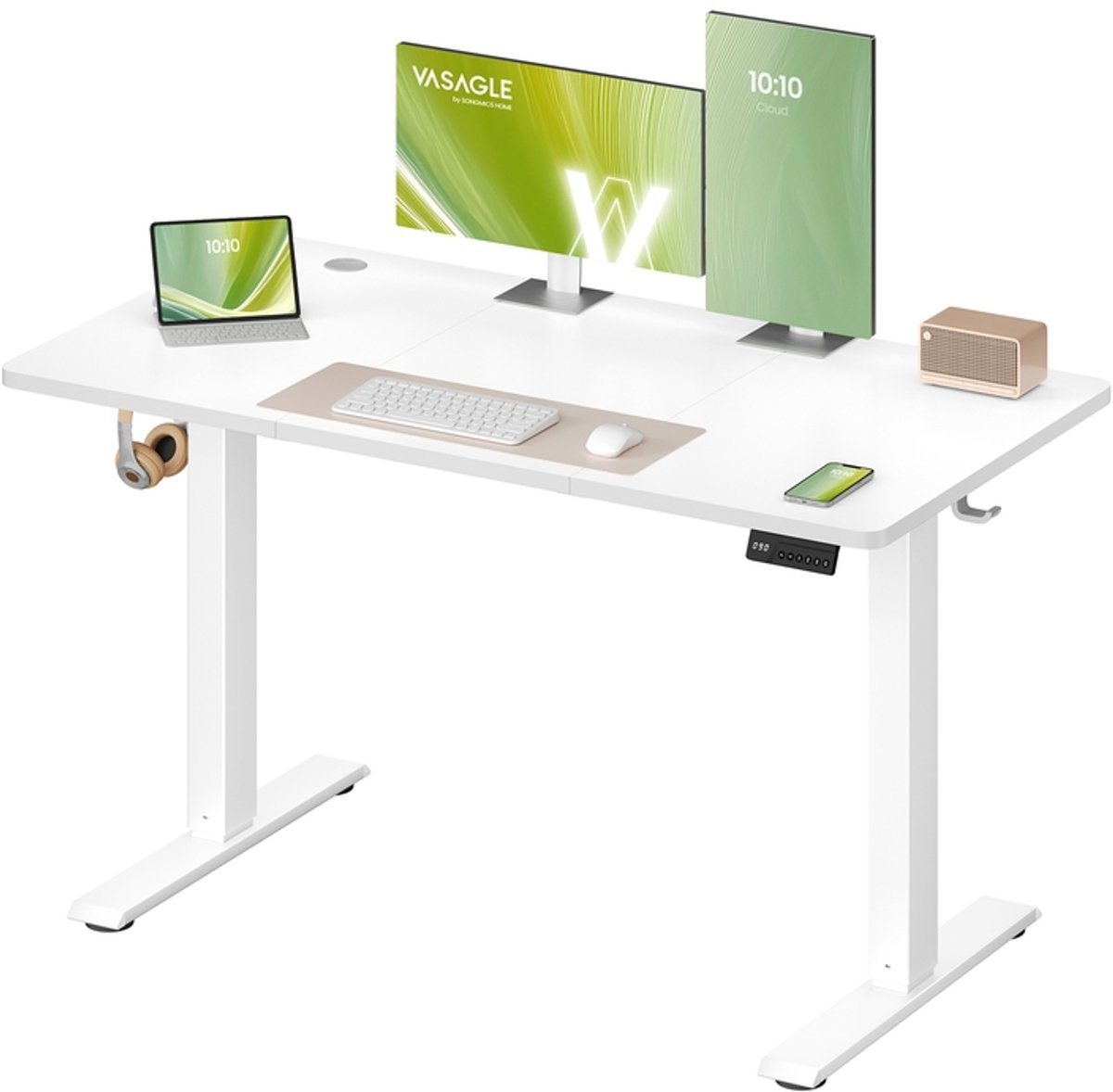Elektrisch bureau – In hoogte verstelbaar – Met geheugenfunctie – Wolkwit – 120 x 60 x (72-120) cm