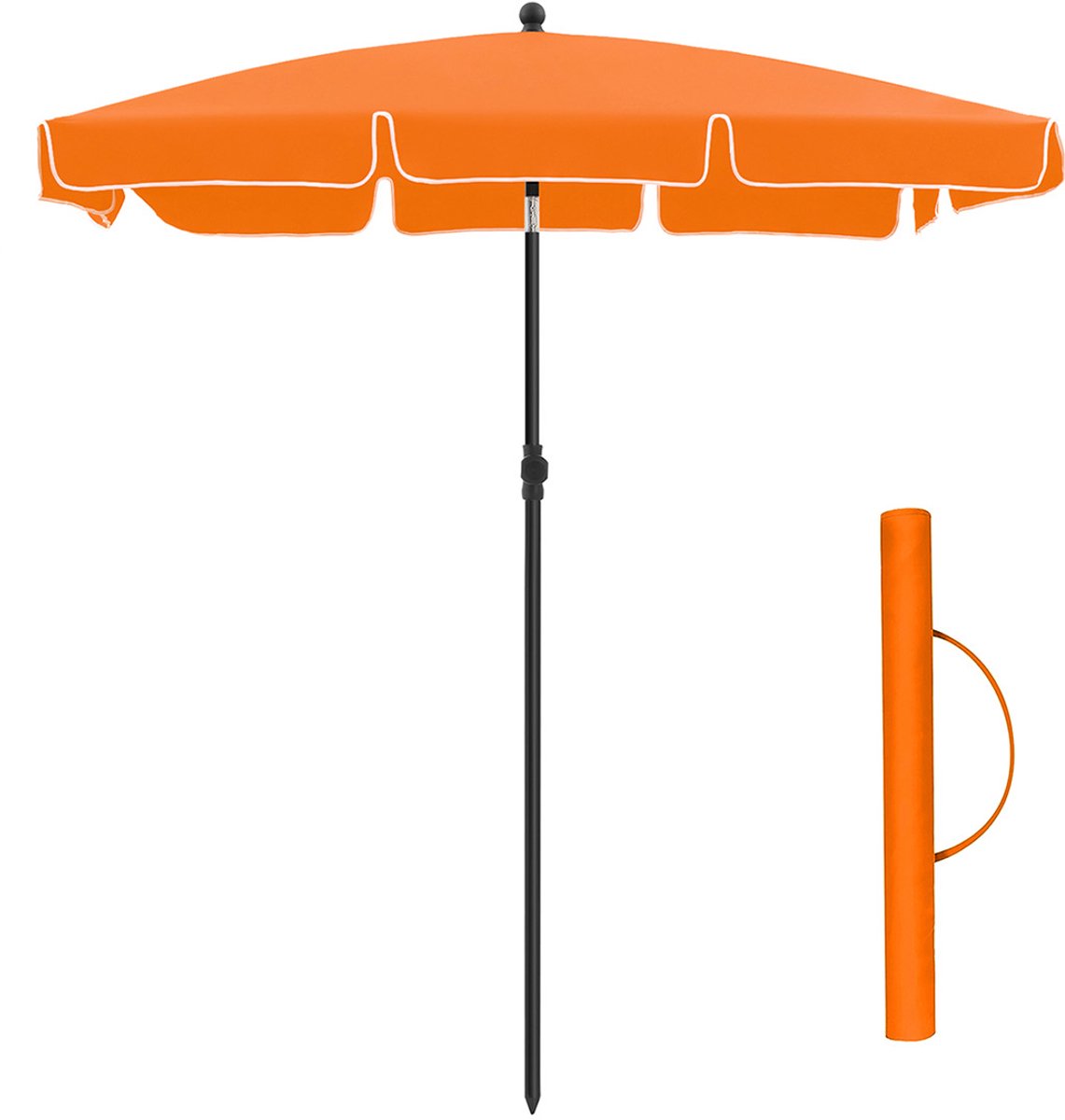 Parasol – 200 x 125 cm – Opvouwbaar – UV-bescherming tot UPF 50+ – Grijs – Inclusief draagtas