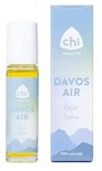 Chi Davos Air roller met doosje. Zachtblauwe verpakking met bergen en logo.