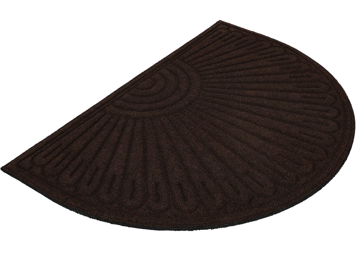 KOTARBAU® Droogloopmat, Schoonloopmat, Deurmat, Polyester + Gummi, 60 x 90 cm, Bruin, Halfcirkel, Inloopmat, Deurmat Antislip, Vuilvanger, voor Binnen, Entreemat