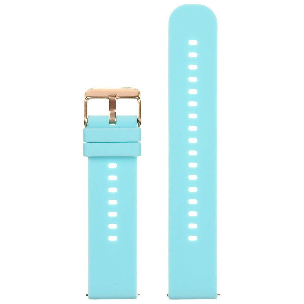 U27 Horlogeband Rubber Blauw-Roségoud - 22mm