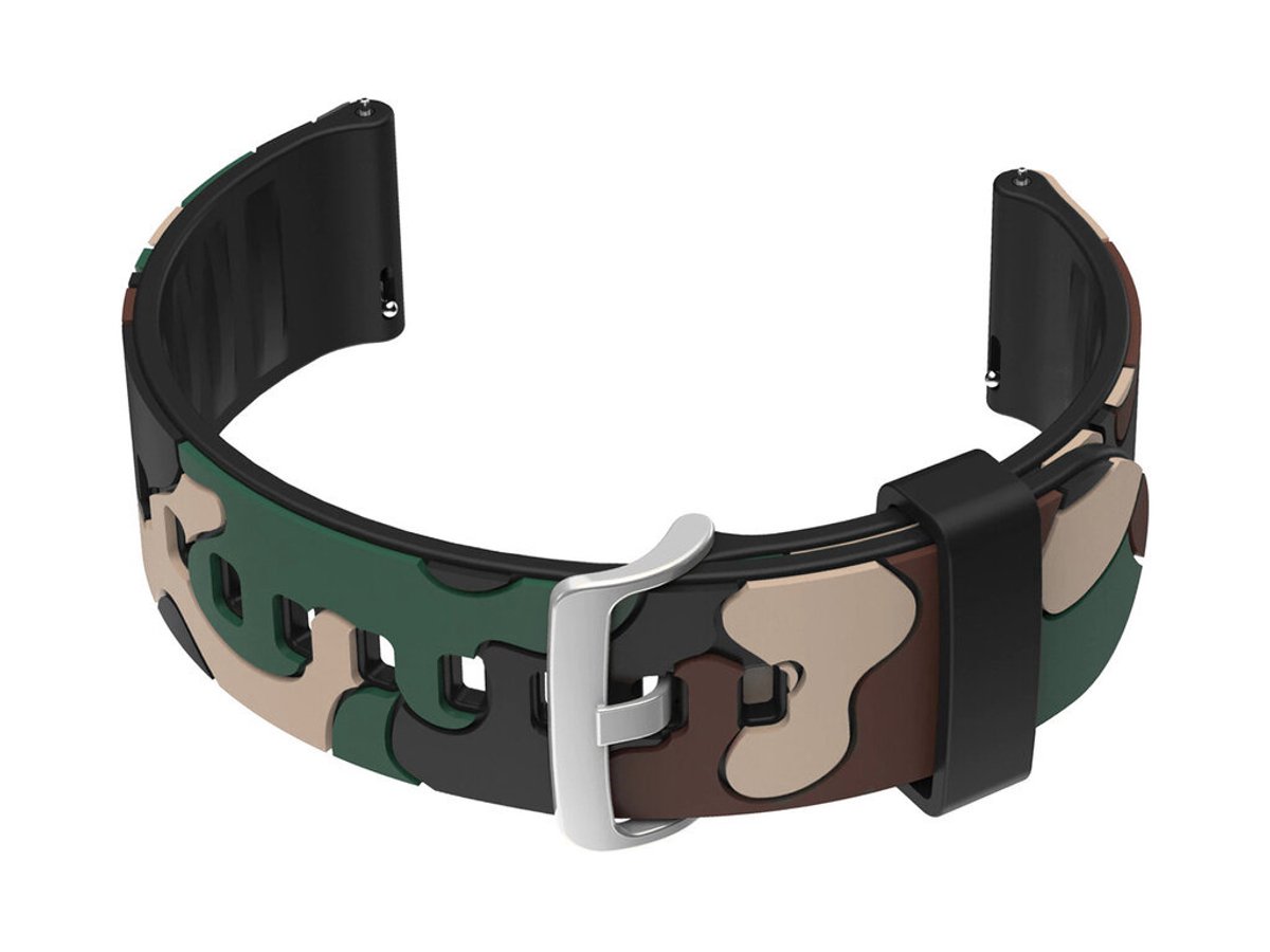 Rubberen Horlogeband U13 - Zwart-Beige Camouflage - 20mm